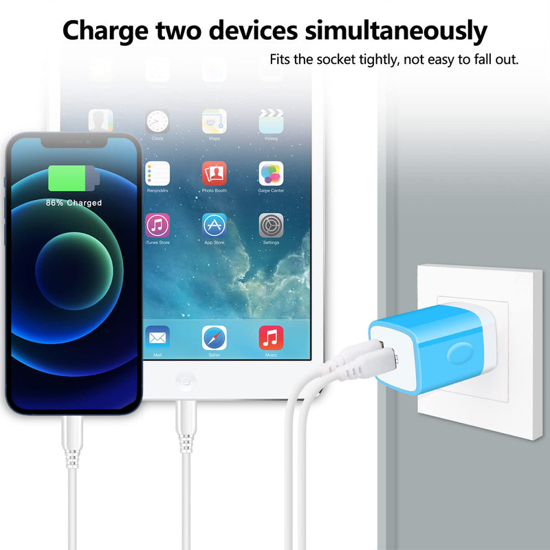 [Australia - AusPower] - 20W USB C Fast Charger,2Pack PD+QC3.0 USBC Charger Plug Box Type C Wall Charging Block 2-Port Power Adapter for iPhone 13/13 Pro/13Pro Max/13 Mini/12/11/iPad Pro/AirPods Pro/Samsung Galaxy S22/S21/S20 blue 