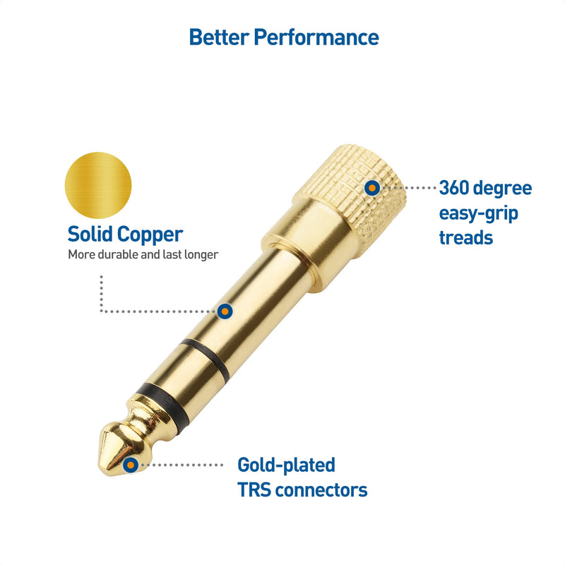 [Australia - AusPower] - Cable Matters 5-Pack 1/4 to 1/8 Headphone Adapter (3.5mm to 1/4 Adapter, 6.35mm to 3.5mm Adapter) 