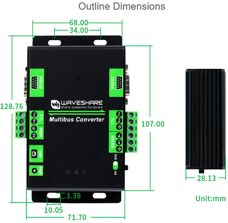 [Australia - AusPower] - USB /RS232 /TTL to RS232 /485 /TTL Converter, Industrial Isolated Multi-Bus Adapter, Built-in Power Supply Isolation Digital Isolation Protection Circuits Support Windows 11 / 10/ 8.1/8 /7 /XP,etc 