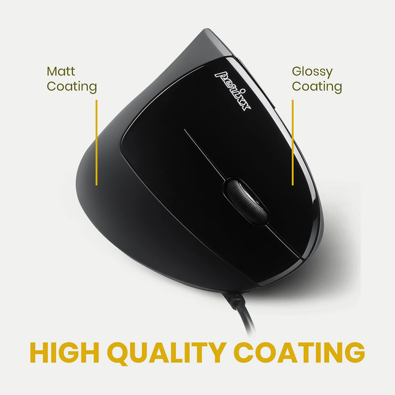 [Australia - AusPower] - Perixx Perimice-513 Wired Vertical USB Mouse, 6 Buttons with 1000/1600 DPI, Right Handed Design, black (11168) 
