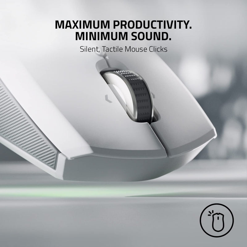 [Australia - AusPower] - Razer Pro Click Mini Portable Wireless Mouse: Silent, Tactile, Mouse Clicks - Sleek & Compact Design - HyperScroll Technology - Productivity Dongle - Connect up to 4 Devices - 7 Programmable Buttons White 