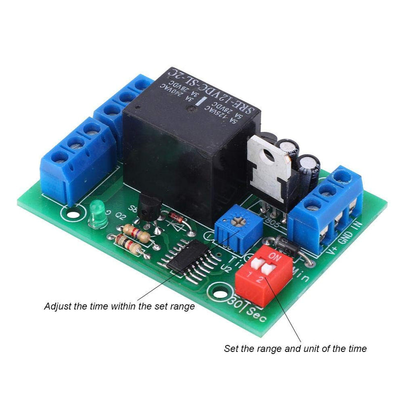 [Australia - AusPower] - Delay Off Relay Module 10-16V 12V DC Time Relay Module Double Pole Double Throw DPDT 2 Channel Output Timer Switch for Water/Air Flow Interruption Monitoring 