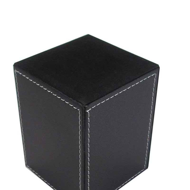 [Australia - AusPower] - KINGFOM PU Leather Square Pens Pencils Holder Cup Desktop Stationery Organizer Case Office Accessories Container Box (Black) 