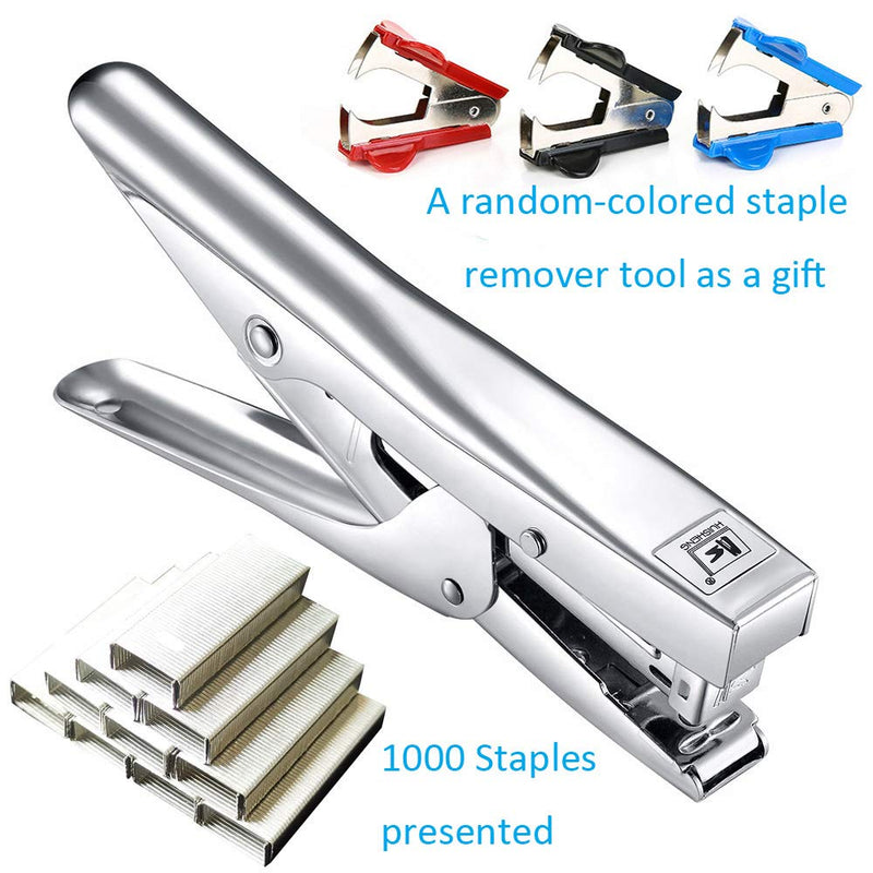 [Australia - AusPower] - ONDY Plier Stapler Heavy Duty Office Stapler Hand Held 20-Sheet Stapler Papers Stapling Machine with 1000 Staples and Staple Remover Tool, Silver 