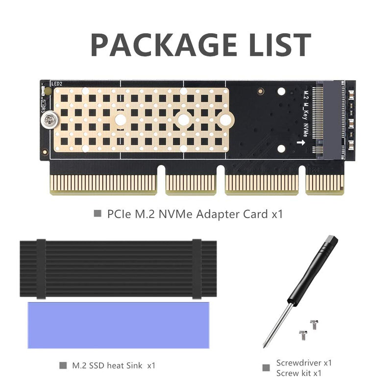 [Australia - AusPower] - NVME Adapter with Heat Sink fo M.2 NVME (M-Key) SSD to PCIE 3.0 X16 Expansion Card 