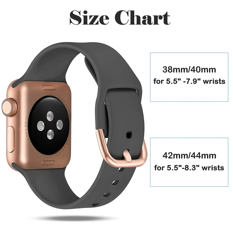 [Australia - AusPower] - Witzon 4 Pack Compatible with Apple Watch Band 45mm 42mm 44mm iWatch Series 7 6 5 4 3 2 1 & SE for Women Girls Men, Soft Silicone Cute Sport Strap Wristbands, Black/Wine Red/Deep Grey/Navy Blue Black/Deep Grey/Wine Red/Navy Blue 42/44/45mm 