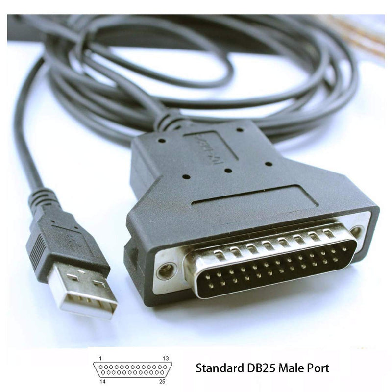 [Australia - AusPower] - Silabs CP2102 USB RS232 Serial Printer Adapter Cable to DB25 for Bar Code Printer Scanner (180CM) 180CM 