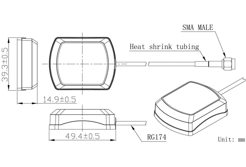 [Australia - AusPower] - MASWELL GPS Active Antenna Rectangular Shape SMA Connector Navigation Antenna Connector type : SMA 