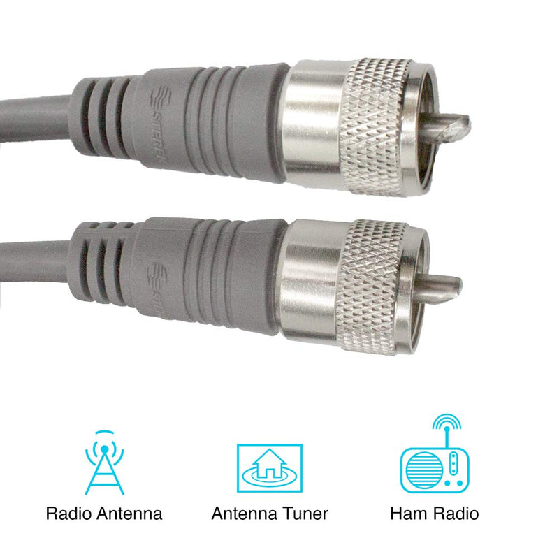 [Australia - AusPower] - Coax Cable - Coaxial Cable Connector - 3 ft Antenna Cable - Gray - Coax Cable Connector - RG8X Coaxial Cable - UHF Antenna Cable - Male to Male Cable - RG8X Coax - 0.9 M - STEREN 205-703 3 Feet 