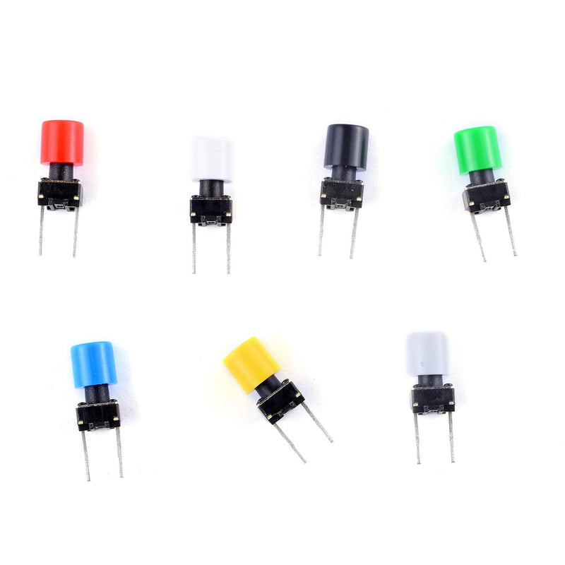 [Australia - AusPower] - Cylewet 70Pcs 6×6×8mm Momentary Tactile Tact Push Button Switch with Button Caps of 7 Color for Breadboard Arduino (Pack of 70) CYT1115 