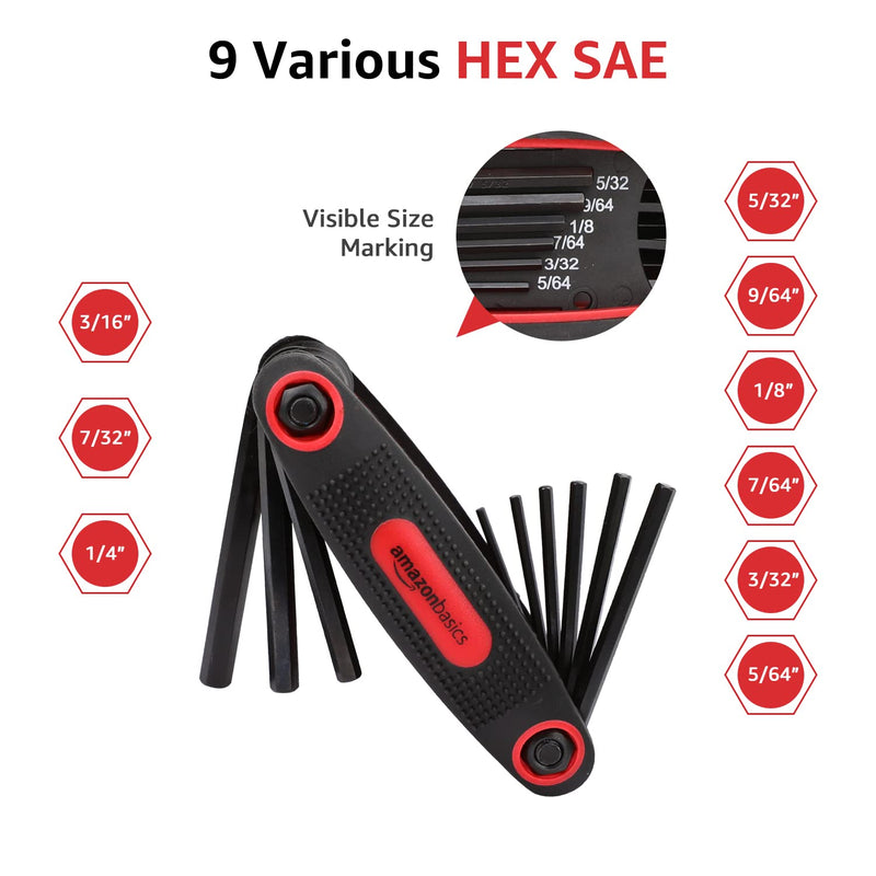 [Australia - AusPower] - Amazon Basics Folding Hex Key Set - 3-Pack, Metric/SAE/TORX 