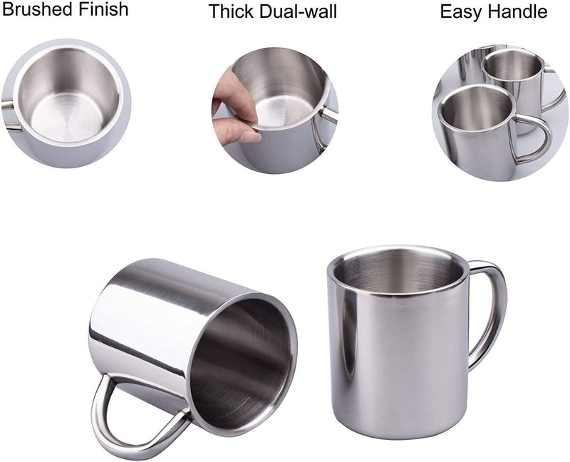 [Australia - AusPower] - IMEEA Coffee Mugs Double Walled Camping Mugs 7.5oz/220ml Stainless Steel Mug with Handle for Kids, Set of 2 
