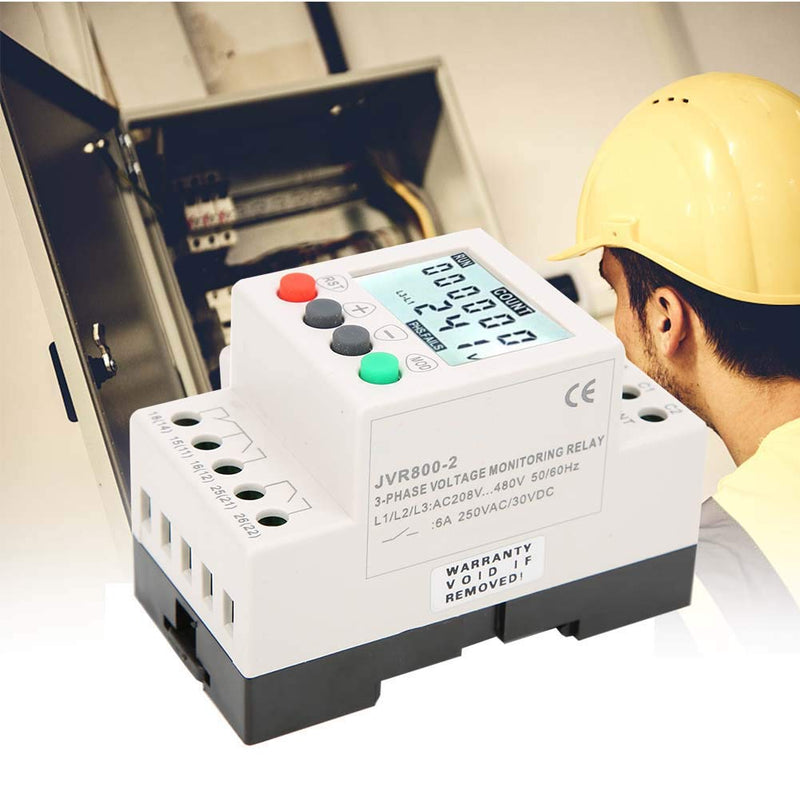 [Australia - AusPower] - 3 Phase Voltage Monitoring Sequence Protection Relay, Adjustable Over or Under Voltage Protection Monitor Relay JVR800 2 Under Over Voltage Protector 