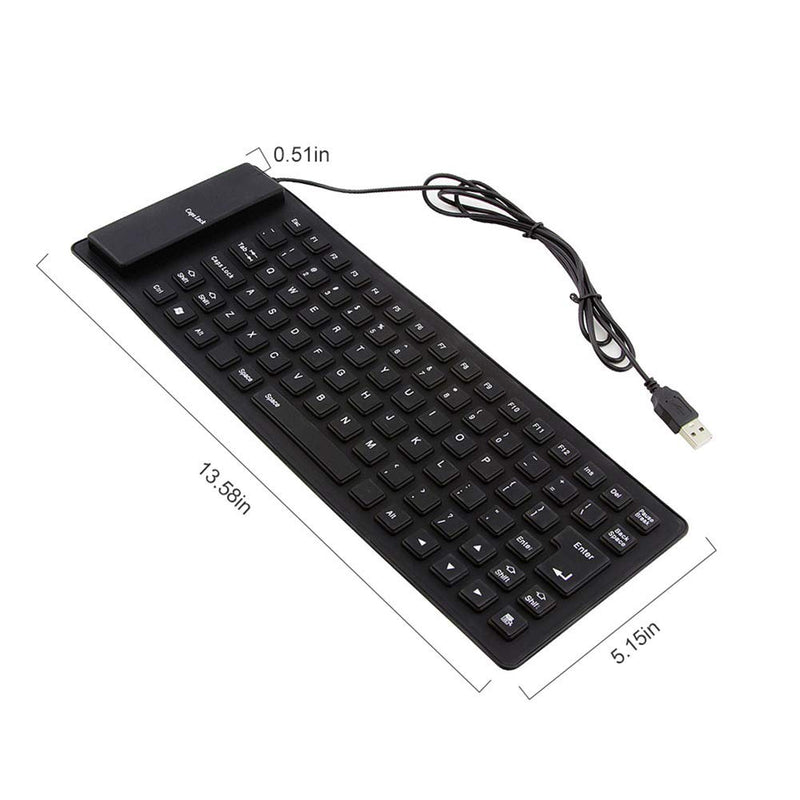 [Australia - AusPower] - Foldable Silicone Keyboard, USB Wired 85 Keys Waterproof Rollup Silent Typing Soft Touch Keyboard for PC Notebook Laptop(Black) 