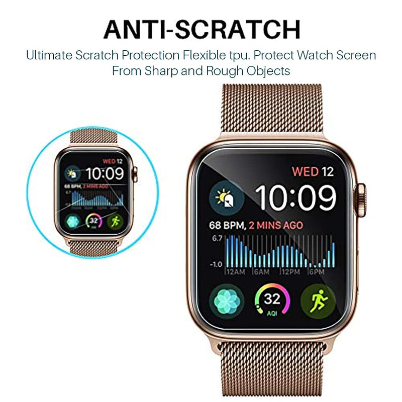 [Australia - AusPower] - LϟK 6 Pack Screen Protector Compatible for Apple Watch 44mm Series 6 5 4 SE / 42mm Series 3 2, Max Coverage, Bubble Free Flexible Soft TPU for iWatch 44mm 42mm 