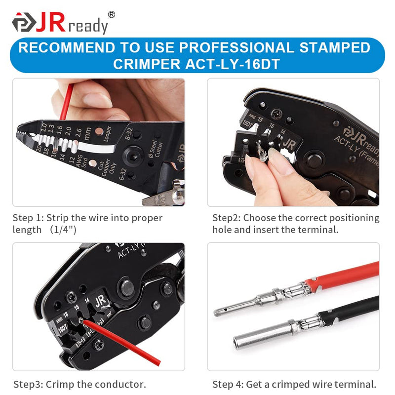 [Australia - AusPower] - JRready ST6255 Deutsch Stamped Contacts DT Connector Terminal Kit Size 16, Male Deutsch Pins 1060-16-0122/ Female pins 1062-16-0122/ Open Barrel Terminals Wire Gauge 14-18 AWG, 50 Pairs 3.DT 16# Stamped 50Pair 