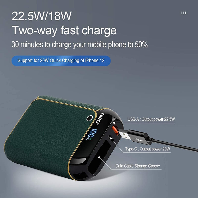 [Australia - AusPower] - NIKI Portable Charger 15000mAh 22.5W Fast Charging PD 3.0 & QC 3.0 Quick Charge High-Capacity Power Bank for iPhone, Samsung, Tablet and More (Green) Green 