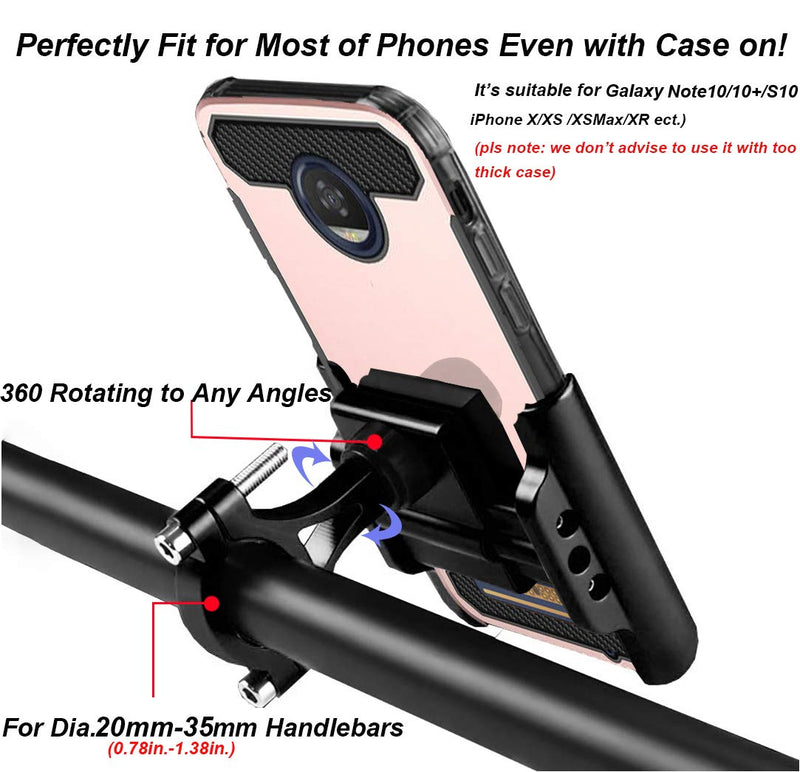 [Australia - AusPower] - iMESTOU Aluminum Bike/Motorcycle Phone Mount Handlebar Phone Holder 360 Rotatable Compatible with 3.5-7.2 Inch Cellphones (Black) Black 