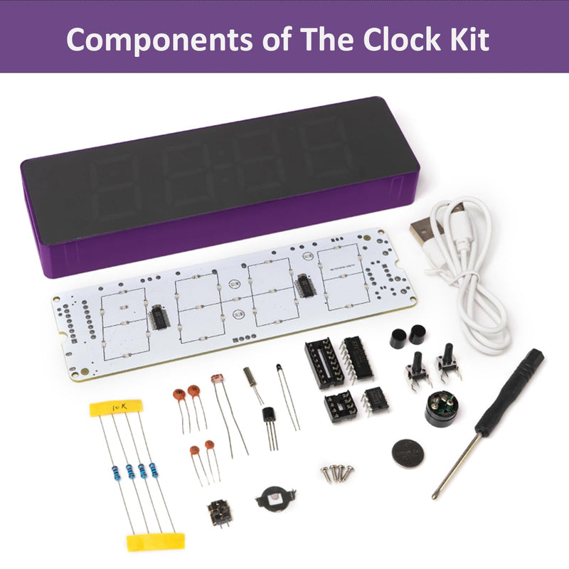 [Australia - AusPower] - GeekLJT DIY RGB Clock Soldering Kit, Colorful 4-Digit Digital Clock Kit, DIY Soldering Project, DIY Electronic Alarm Clock Kit for Students and Beginners Learning Electronics and Practicing Soldering 