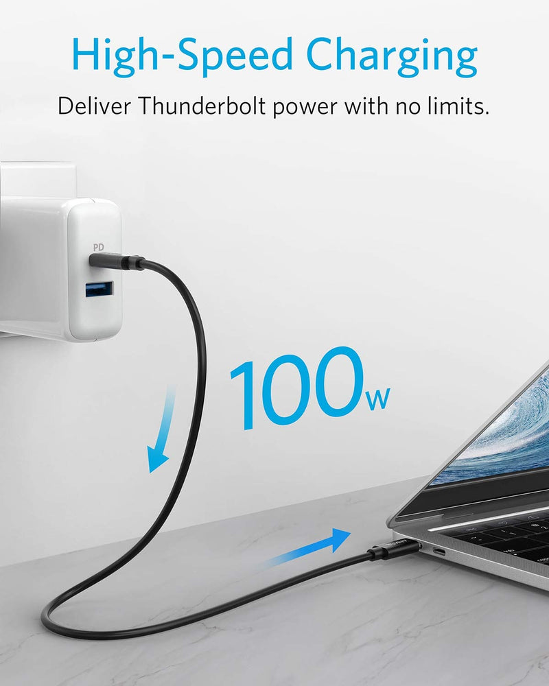[Australia - AusPower] - [Intel Certified] Anker Thunderbolt 3.0 Cable 1.6 ft (USB-C to USB-C) Supports 100W Charging / 40Gbps Data Transfer (Compatible with USB 3.1 Gen 1 and 2), Perfect for Type-C Macbooks 1.6ft 