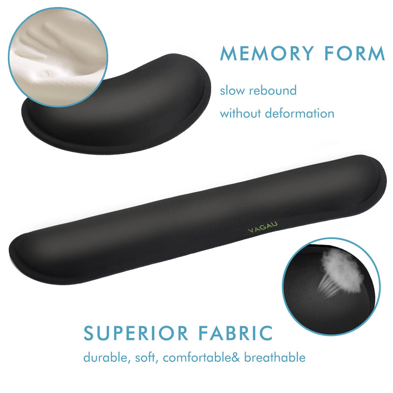[Australia - AusPower] - VAGAU Premium Memory Foam Keyboard and Mouse Wrist Rest Pads Set- for Comfortable Typing &Wrist Pain Relief(Pack of 2) Wider 