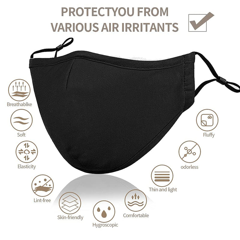 [Australia - AusPower] - Black Reusable Breathable Cloth Face Protection，Adjustable Washable Male and Women Fashion Face Protection Cover 10pcs 