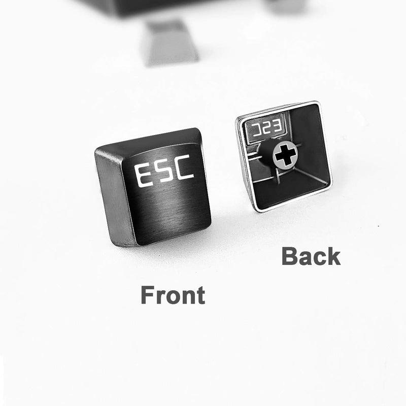 [Australia - AusPower] - Fitlink Stainless Steel Metal Keycaps with Key Puller for Mechanical Keyboard Cherry Mx Switch(Esc) (Black) Black 