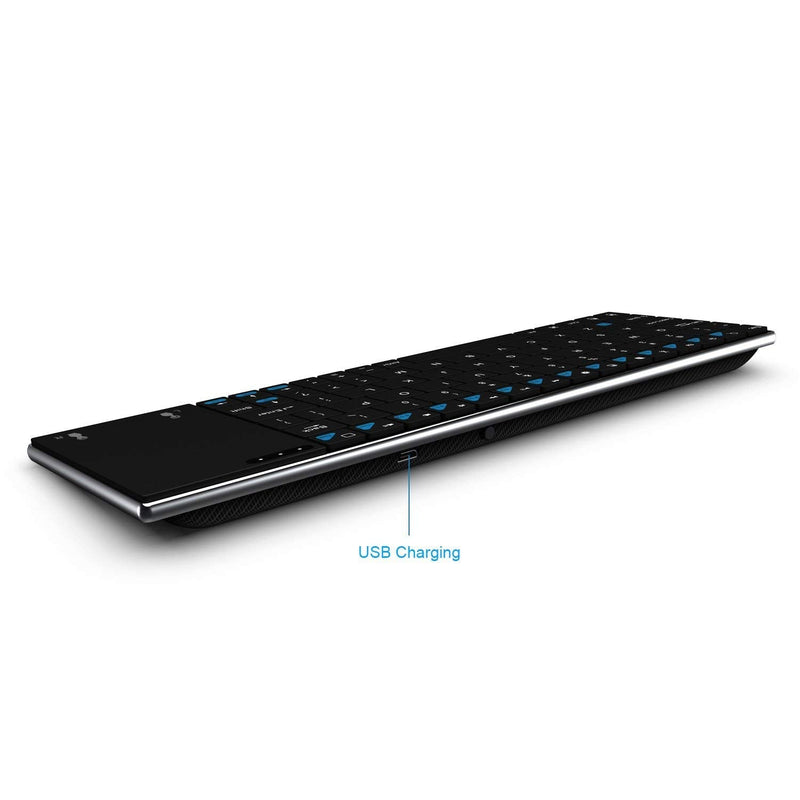 [Australia - AusPower] - (Newest Version) Rii K12+ Mini Wireless Keyboard with Touchpad Mouse, Stainless Steel Portable Wireless Keyboard with USB Receiver for MacBook/iPad/Tablet/PC/Laptop/Smart TV/Raspberry Pi - Black 