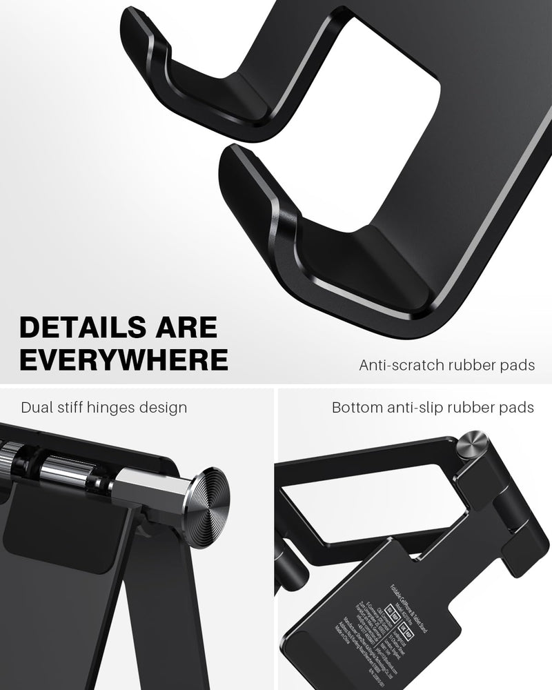[Australia - AusPower] - Anozer Tablet Stand, Adjustable & Foldable Aluminium iPad Stand, Compatible with 2022 iPad Air 5/4,iPad Mini 6/5,iPad 10.2,iPad Pro 12.9/11, Portable Monitor, Surface Pro,Phones (4-13 inch)-Black Black 