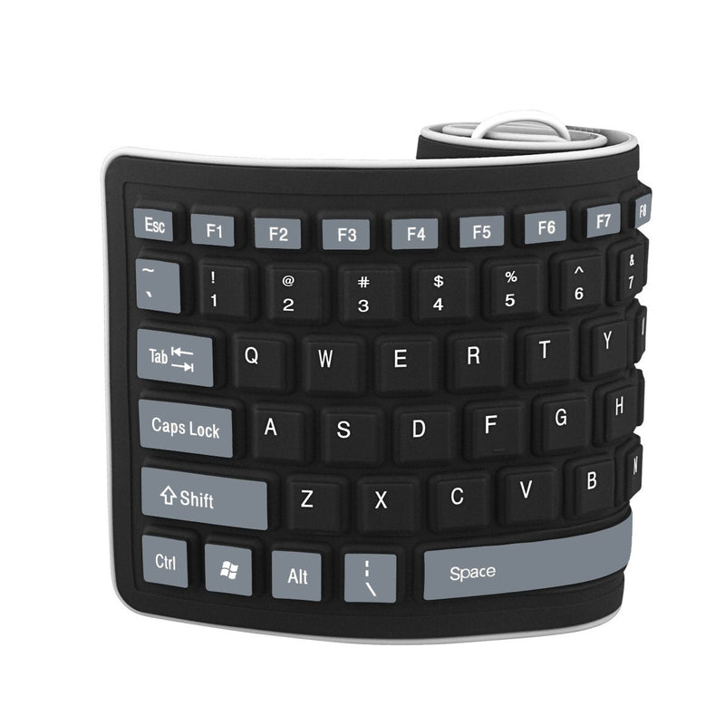 [Australia - AusPower] - sungwoo Foldable Silicone Keyboard USB Wired Waterproof Rollup Keyboard for PC Notebook Laptop (Black+Grey) 