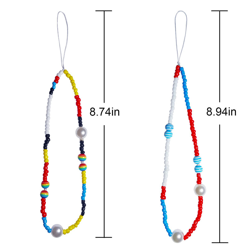 [Australia - AusPower] - Beaded Cell Phone Pearl Colorful Beads Lanyard Hand Wrist Strap Anti-Lost for Purse Keychain MP4 Camera Women Girls (Snow White) snow white 