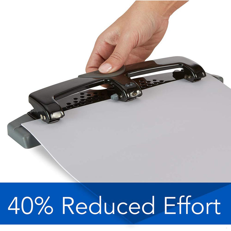 [Australia - AusPower] - Swingline 3 Hole Punch, Hole Puncher, 12 Sheet Punch Capacity, Low Force, SmartTouch, Black/Gray (74134) 