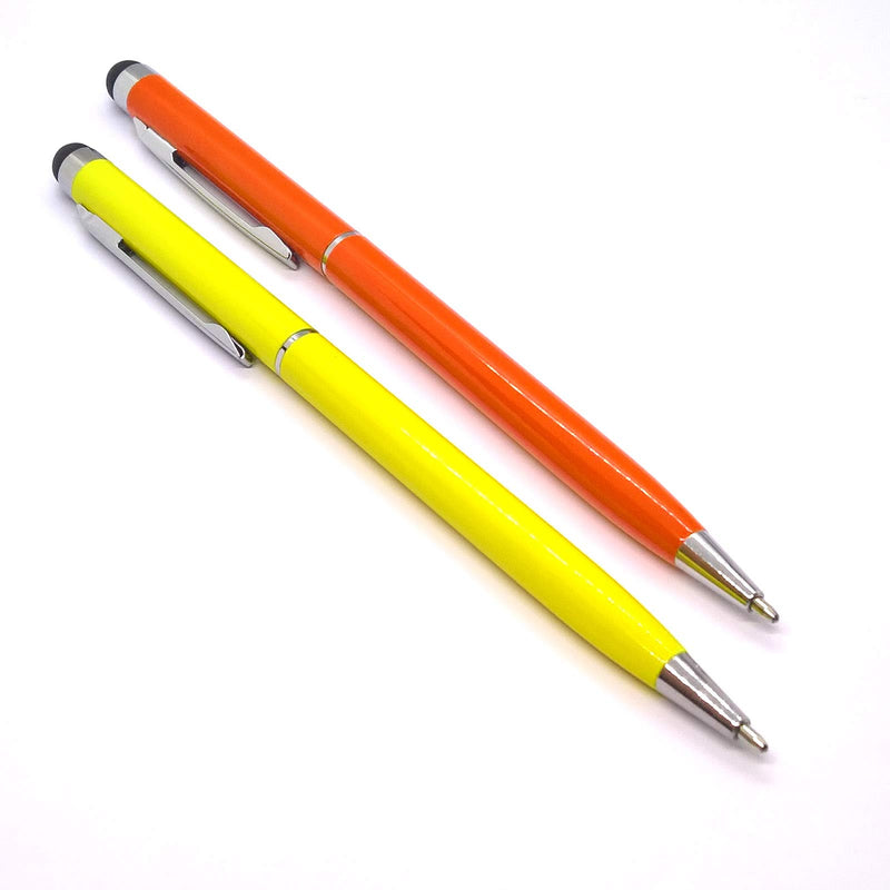 [Australia - AusPower] - 2pack Universal 2 in 1 Touch Stylus Pen for Android Device Mobile Phone Cell Smart Phone Tablet iPad iPhone (Orange & Yellow) Orange & Yellow 