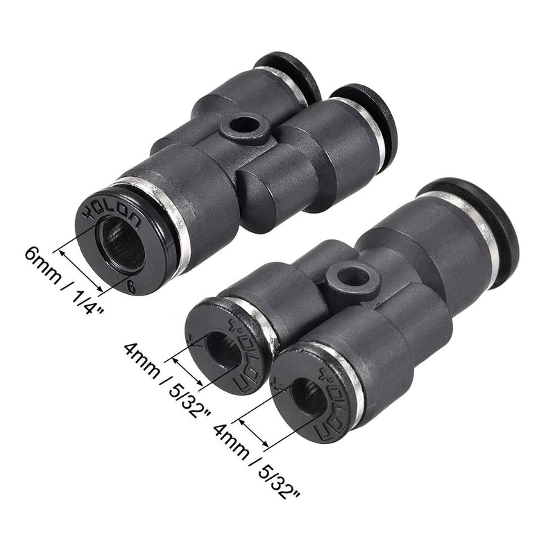 [Australia - AusPower] - uxcell Plastic Connect Y Splitter Push to Tube Fittings 6mm X 4mm OD Push Lock 6pcs 