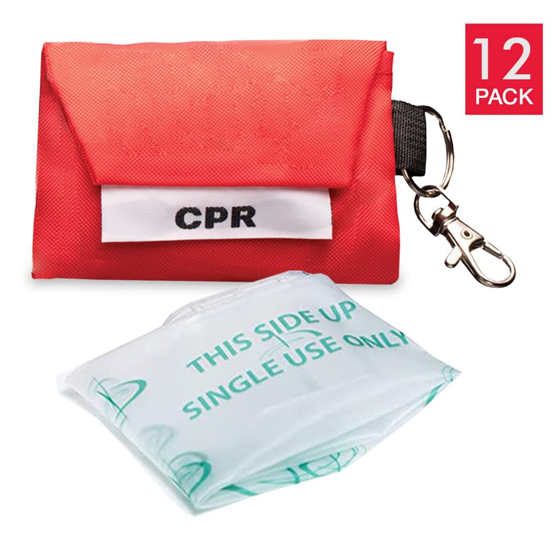 [Australia - AusPower] - NOVAMEDIC 12pcs CPR Face Shield Mask with Keychain Ring, CPR Emergency Barrier with One-Way Valve and HEPA Filter for First Aid Mouth to Mask Treatment and AED Training, Pocket Size, Color May Vary 