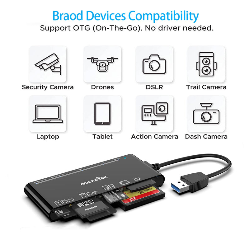 [Australia - AusPower] - USB3.0 Multi-Card Reader, SD/TF/CF/Micro SD/XD/MS 7 in 1 Fast 5Gbps Memory Card Reader/Writer/Hub for SD SDXC SDHC CF CFI TF Micro SD Micro SDXC Micro SDHC MS MMC UHS-I Cards,for Windows/Linux/Mac OS 