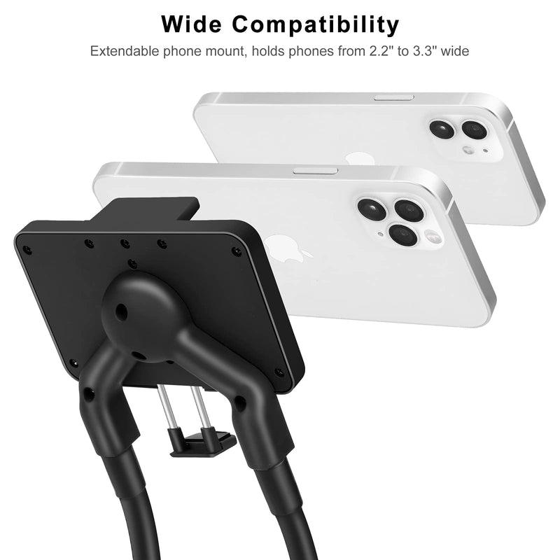 [Australia - AusPower] - Upgrade Phone Holder for Bed, B-Land Neck Phone Holder Gooseneck Cell Phone Holders, Universal Mobile Phone Stand with Remote for Taking Videos & Group Photos (Black) Black 