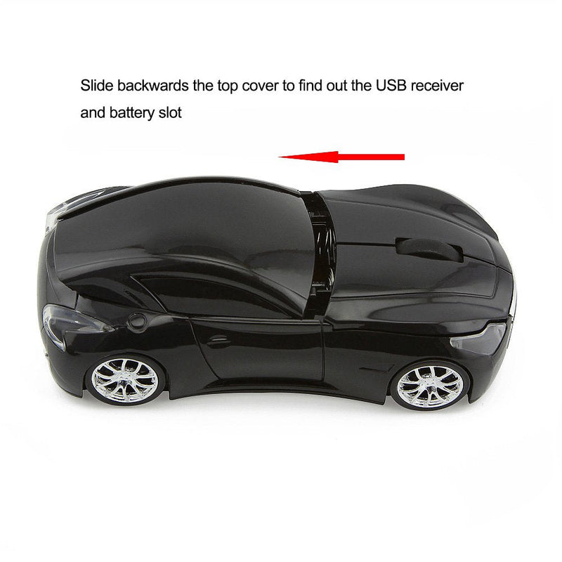 [Australia - AusPower] - ECOiNVA Wireless Sports Car Mouse Desktop Laptop Computer Optical Mouse Mice AAA Battery Nano USB 2.4GHz Gaming Mouse (Black) Black 