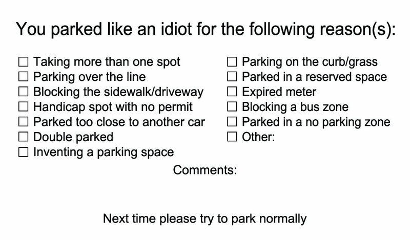 [Australia - AusPower] - Patriot Wholesale Direct You Parked Like an Idiot Business Cards - Bad Parking Cards 