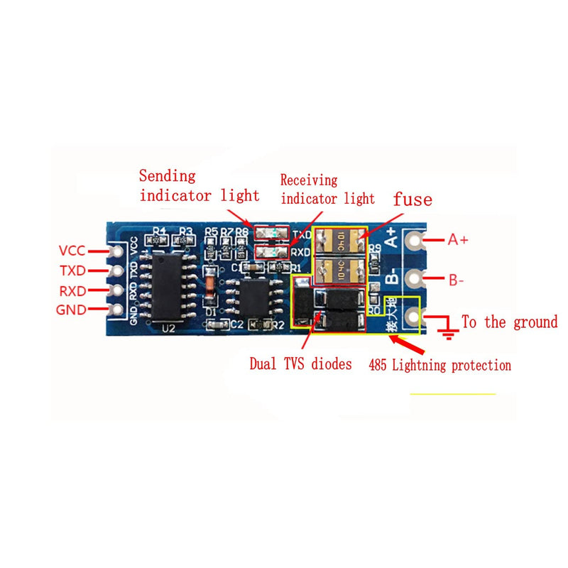 [Australia - AusPower] - JZK 5PCS TTL to RS485 Module, 485 to Serial Port UART Level Mutual Conversion, Hardware Automatic Flow Control, TTL Turn RS485 3.3V 5V 