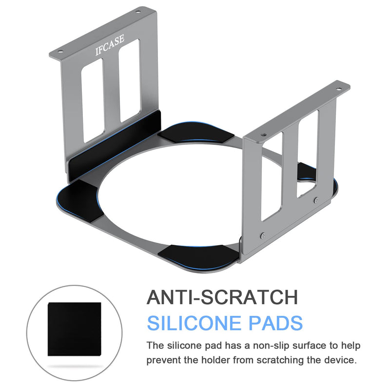 [Australia - AusPower] - IFCASE Aluminum Under Desk Stand Mount for Mac Studio M2 M1 Max, Ultra with Anti-Scratch Pad (Silver) Silver 