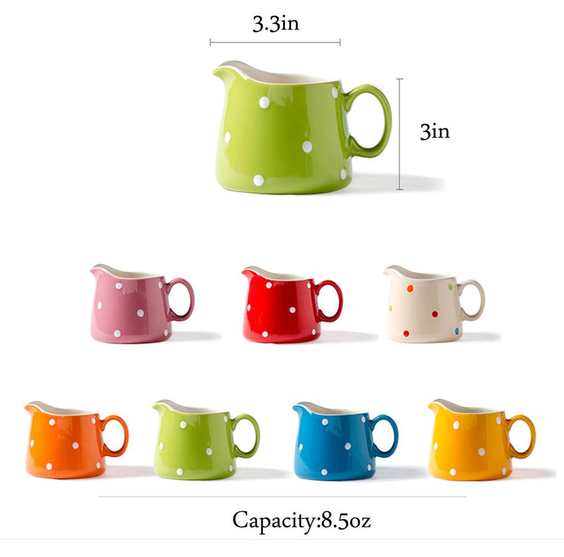 [Australia - AusPower] - CHOOLD Polka Dot Ceramic Creamer with Handle,Coffee Milk Creamer Pitcher /Serving Pitcher/Sauce Pitcher/ Milk Creamer Jug for Kitchen 8.5oz Green 