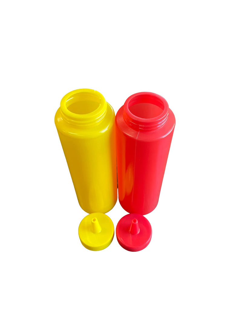 [Australia - AusPower] - Ketchup and Mustard BPA Free Food Prep Cute Set of 2 Plastic Squeeze Bottles for Condiments Holds 8 oz 
