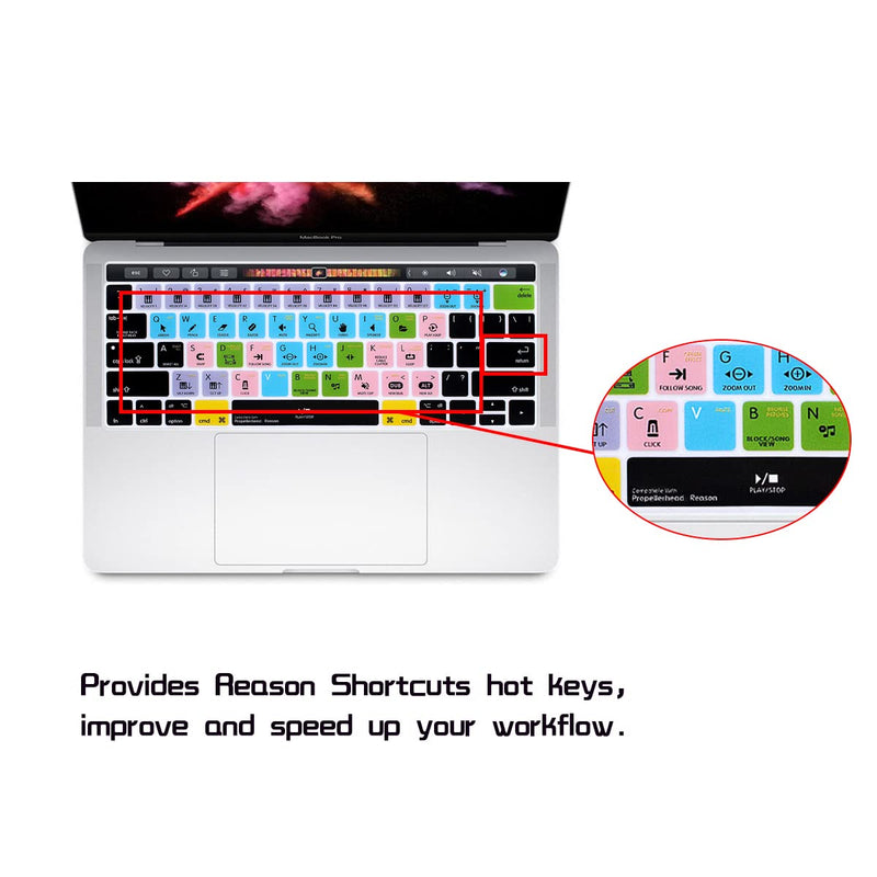 [Australia - AusPower] - HRH Propellerhead Reason Shortcuts Hotkey Silicone Keyboard Cover Skin for MacBook New Pro with Touch Bar 13 Inch and 15 Inch(A2159/A1989/A1706,A1990/A1707) 2019 2018 2016 2017 Release US Version 