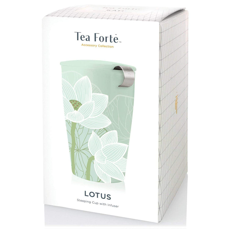[Australia - AusPower] - Tea Forte Kati Cup Lotus, Ceramic Tea Infuser Cup with Infuser Basket and Lid for Steeping Loose Leaf Tea 