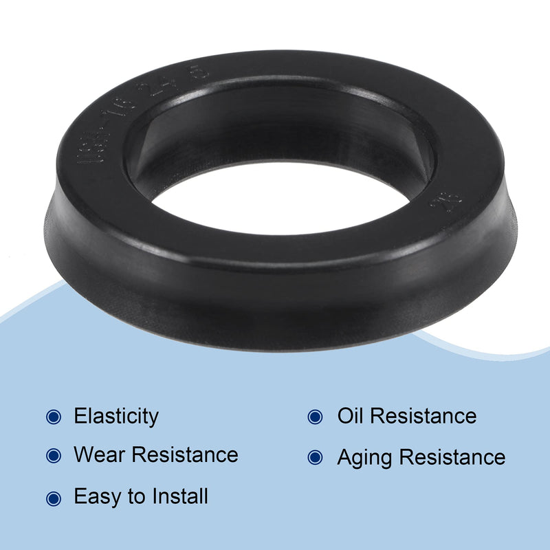 [Australia - AusPower] - MECCANIXITY USH Radial Shaft Seal 16mm ID x 24mm OD x 5mm Width Nitrile Rubber Oil Seal, Black 16x24x5mm 