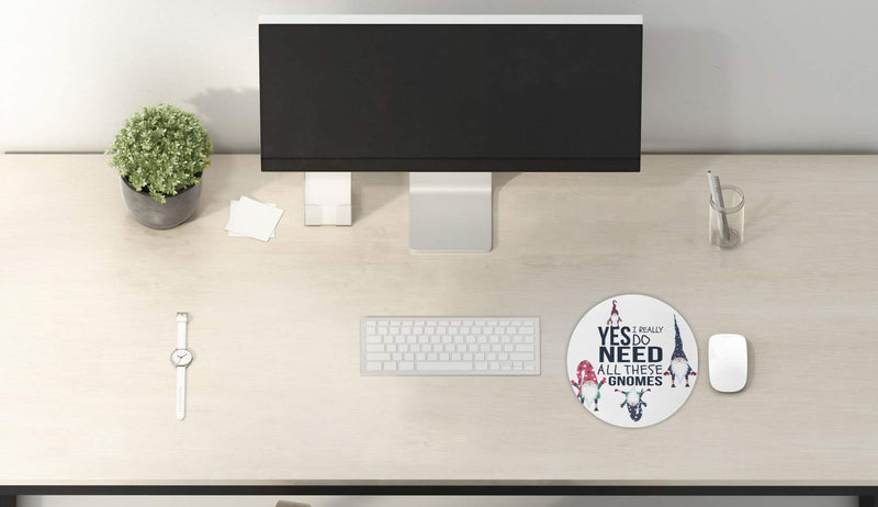 [Australia - AusPower] - Ambesonne Saying Mouse Pad for Computers, Yes I Really Do Need All These Gnomes Christmas Garden Theme Xmas Winter Season, Round Non-Slip Thick Rubber Modern Gaming Mousepad, 8" Round, Dark Sky 