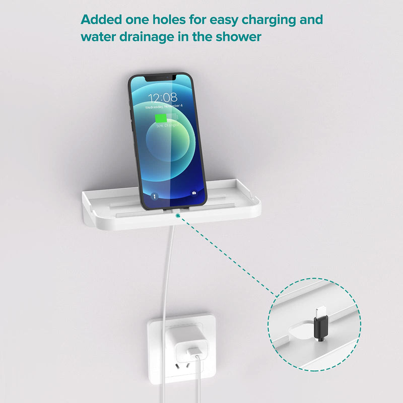 [Australia - AusPower] - HomeMount Wall Phone Holder - Stick On Phone Wall Mount for Bathroom and Kitchen - Compatible with Any Phone iPad Wall Mount Shower Glass Mirror Universal Wall Adhesive Phone Shelf White 