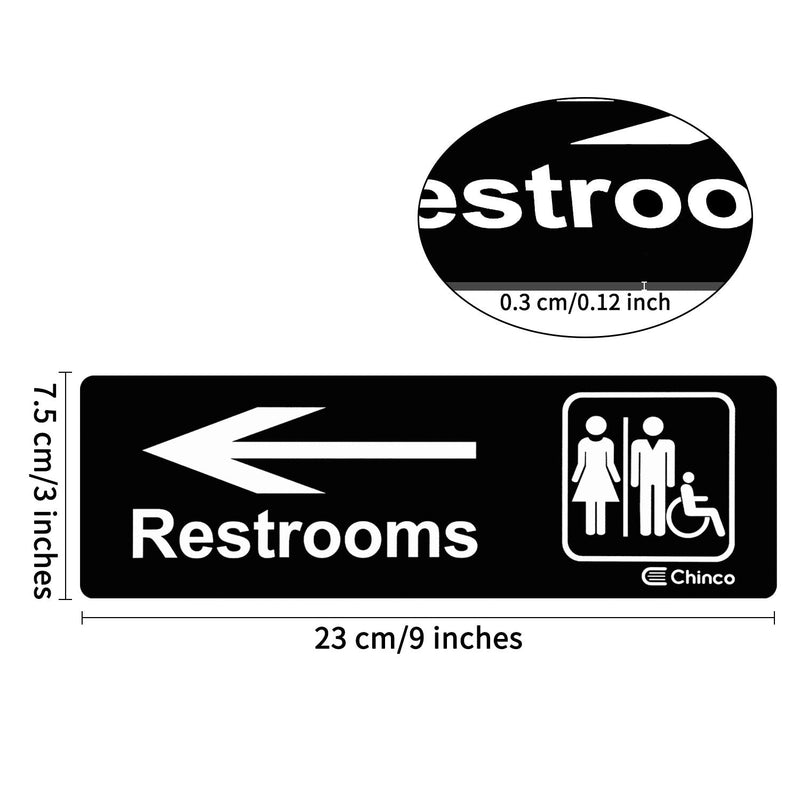[Australia - AusPower] - 4 Pieces Acrylic Plastic Restrooms Sign Restroom Directional Sign Men Women Wheelchair Restroom Sign with Arrow for Office Restaurants Hotels Supermarket Supplies, 9 by 3 Inch (Left and Right Arrow) 