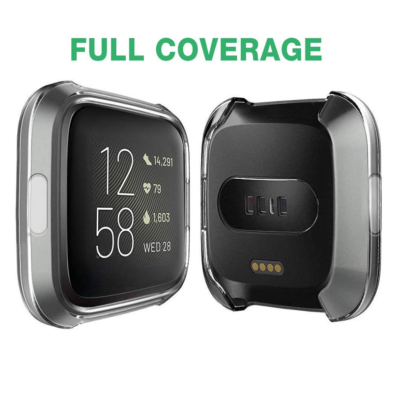 [Australia - AusPower] - LUCXXI Case Compatible with Fitbit Versa 2 Screen Protector, 2 Pack TPU Slim Soft Full Cover Case Bumper Frame Protective for Fitbit Versa 2 Smart Watch[Scratch-Proof] Clear+Clear 